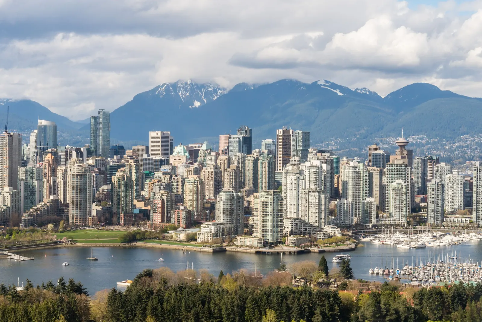 Downtown Vancouver skyline with the North Shore mountains behind